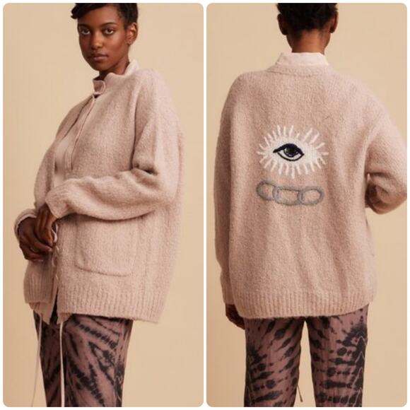 Raquel Allegra Womens Friendship + Love‎ + Truth Alpaca Wool Cardigan Sweater M - Picture 1 of 9